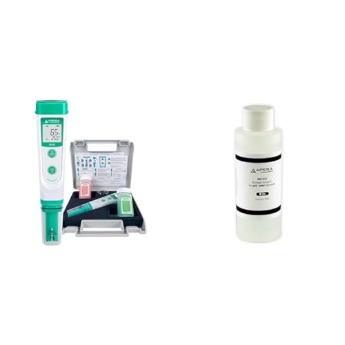 Apera Instruments PH20 pH-Meter, Messgerät im Taschenformat Set inkl. Kalibrierlösungen & Apera Instruments Elektrolyt Lösung 3M