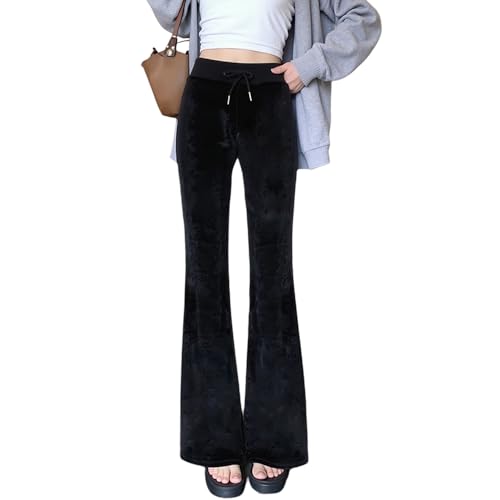 Image of BONVEN Womens Y2k Gothic Drawstring Flare Pants Streetwear Casual Star Rhinestone Low Rise Disco Pants Bell Bottoms