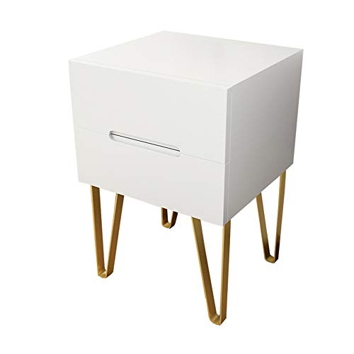 Preisvergleich Produktbild Laptopständer DD Nachttisch Mit 2 Schubladen Goldene Beinschließfächer, Nachttisch Im Wohnzimmer Mit Multifunktionsschrank -Werkbank (Farbe : Weiß)
