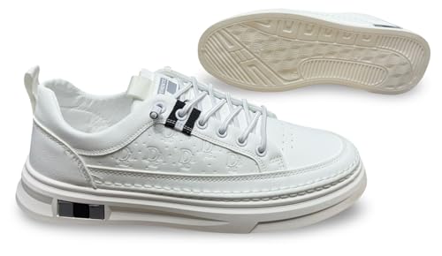 Image of Fashion Platform Sneakers, Embossed Pattern, Casual Athletic Shoes for Mens