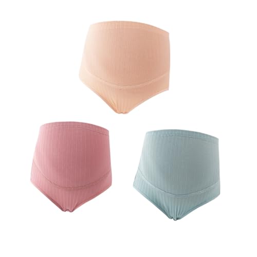 Hemobllo 3 Piezas Bragas Premamá de Algodón XL Alta Cintura Ajustable con Soporte para Barriga Ropa Interior Transpirable y Elástica para Embarazo Colores Combinados y Verde