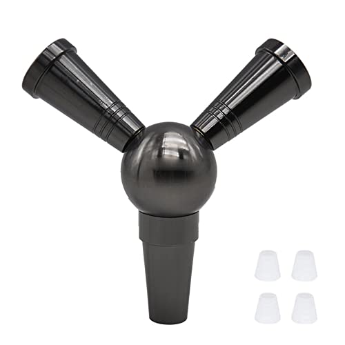 Hookah Hose Adaptor 1 to 2 Splitter VOVCAMLS Hose Connector with 4 Extra Grommets (Black)