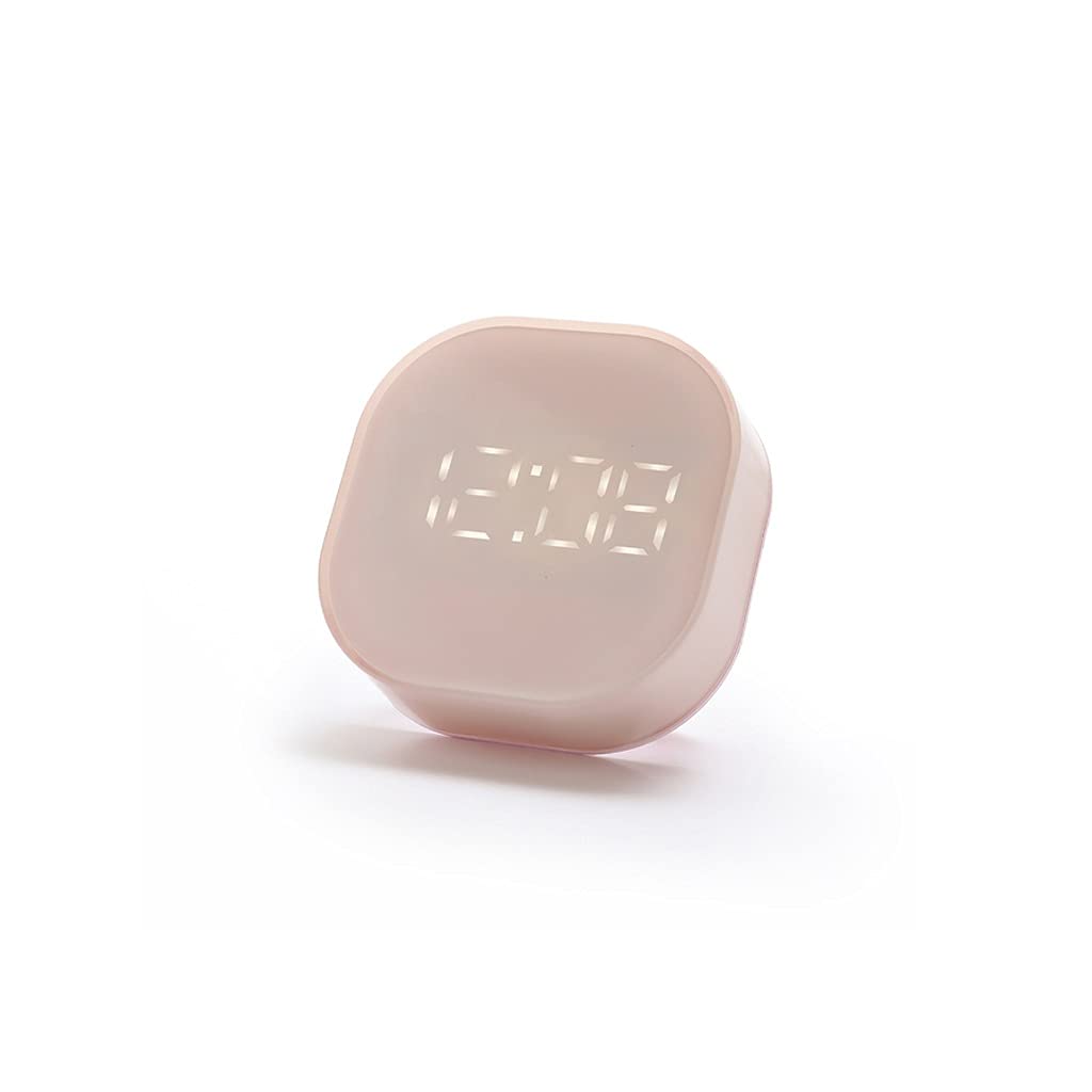 Hrwly Roze Electronic Square Silent Bedside Alarm Clock Intelligent Temperature Sensing Magnetic Attraction Desk(Roze)