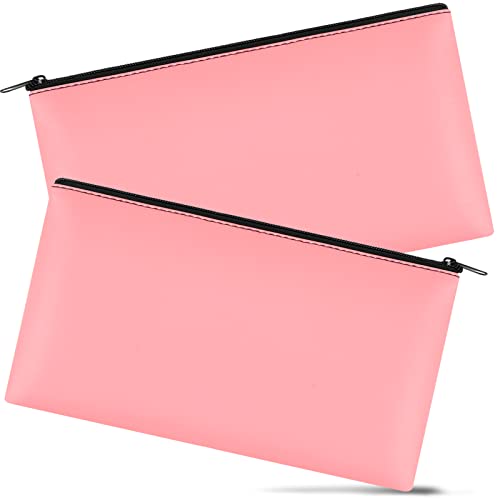 Image of 2 Pieces Money Bags with Zipper, 11x6.1 inch Money Pouch, Bank Bag, Cash Bag, Check Wallet, Cosmetics(pink)