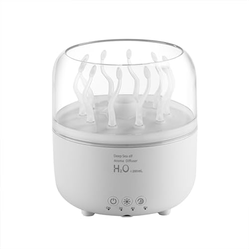 7 Colors LED Dancing Jellyfish Oil Diffuser, 280ML Jelly Fish Humidifier Aromatherapy Diffusers Air Humidifiers Light Lamp with Remote Control (white)