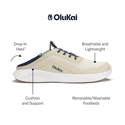 OluKai Kialoa Women’s Water Friendly Slip-On Sneakers, Breathable Walking Shoes with Wet Grip, Lightweight & Comfortable Casual Shoe for Everyday, White Sand/Bright White, 7.5 - image 4