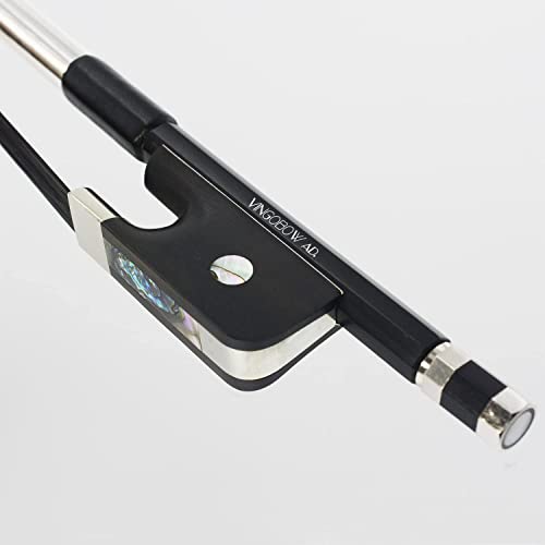 1/4 Size Carbon Fiber Upright Double Bass Bow Vingobow French Model 100Bfb 66.5 Cm For Professional Player Ebony Frog Unbleached Mongolian Black Horse Hair Pernambuco Performance Powerful Tone #TOP3