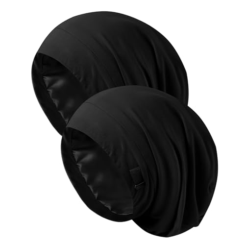 Image of ZHENSILK Silk Bonnet for Sleeping Women, Adjustable Silky Satin Lined Sleep Cap, Silk Hair Wrap Slouch Beanie Hat