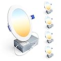 Ensenior 4 Pack 6 Inch LED Recessed Ceiling Light, Dimmable, 2700K-6000K 6CCT, 1050LM 12W 120V, High Brightness Canless Wafer Downlight - ETL&FCC&IC
