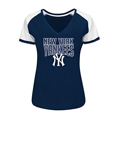 VF LSG MLB New York Yankees Women's L5C Fashion Tops, Navy/White, XX-Large