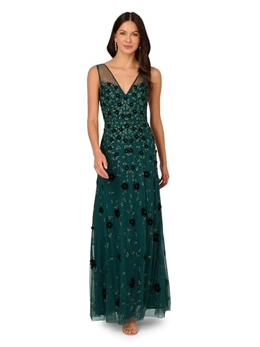 Adrianna Papell Women's Beaded Mesh Illusion Dress
