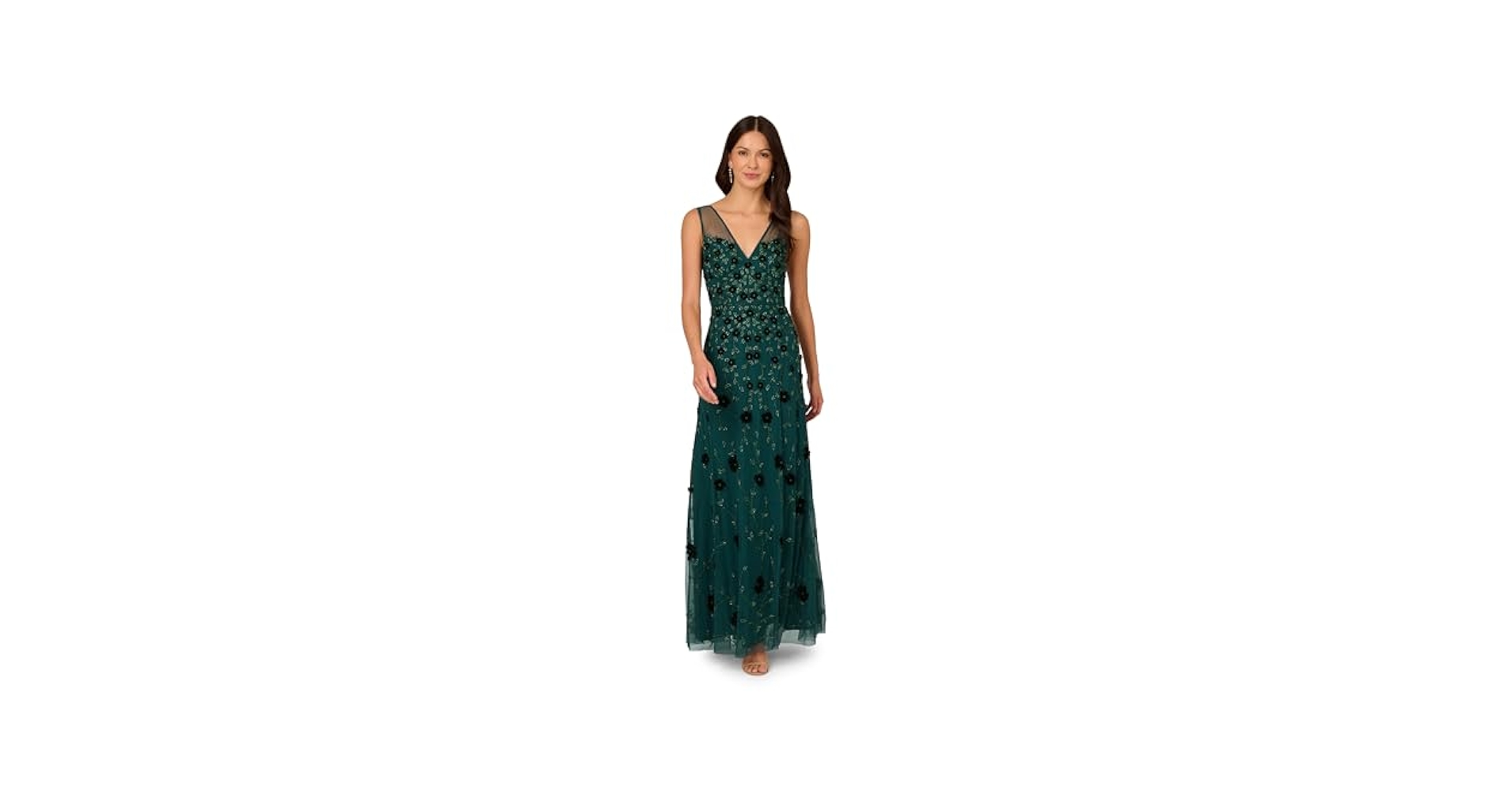 【海外限定】AdriannaPapell ドレス☆Green Printed Strap Casca Buy Adrianna Papell Green Printed Strap Cascade Gown from
