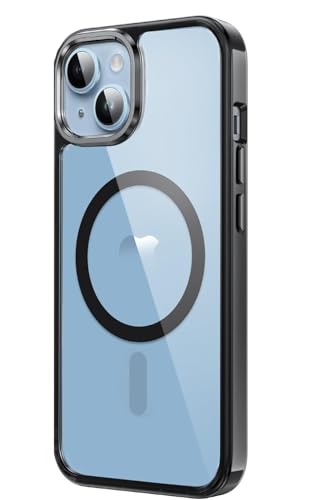 Image of NISHTECH for iPhone 14 Case: Clear Magnetic Slim Fit Case Compatible with Magsafe Rugged Protective Transparent Cover (Black Magnetic)