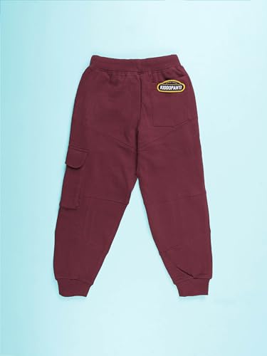 Image of KiddoPanti Boys Solid Fleece Cargo Track Pants | Cotton Poly Fleece Fabric | Ankle Length Jogger | 2 Cargo Pocket,1 Side Pocket | Elastic Waist & Drawcord | Jogger Track Pants