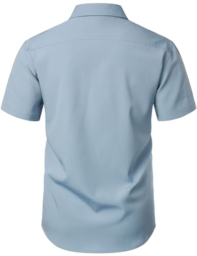 Image of JEMITOP Mens Stretch Wrinkle Free Texture Shirts