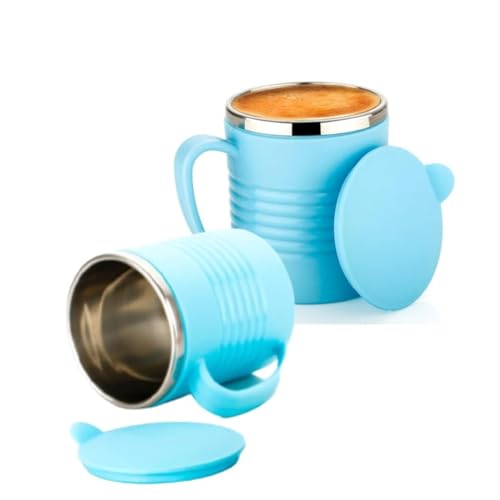 Image of Stylish Coffee Mug - Plastic Double Wall Insulated Stainless Steel Coffee & Tea Cup with lid & Handle for Office, Home & Restaurant, Ideal Tea Mug Gift for Friends, Kids & Adults(Multicolor)