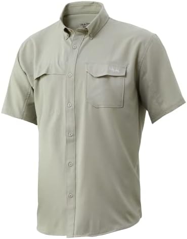 Huk Men's Tide Point Short Sleeve Shirt | Performance Button Down, Desert Sage, Small
