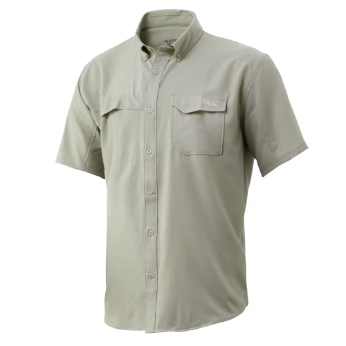 Huk Men's Tide Point Short Sleeve Shirt | Performance Button Down, Desert Sage, Small #TOP17