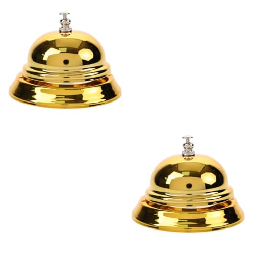 HOMSFOU 2 Pièces Cloche de Service Doré Sonnette de pour Restaurant Bar et Cuisine Appel Manuel Fort