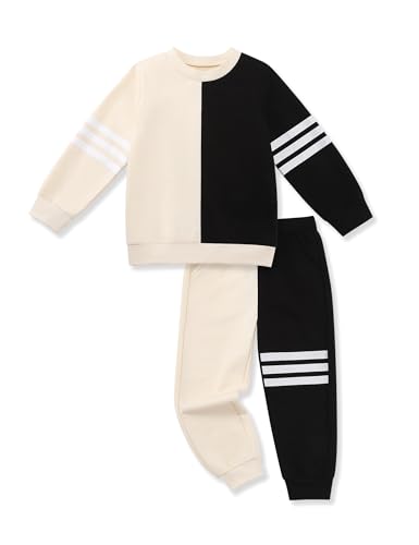 Toddler Boy Sweatsuit Stripe Long Sleeve Pull On Clothes Two Tone Tops and Pants Fall Winter Set