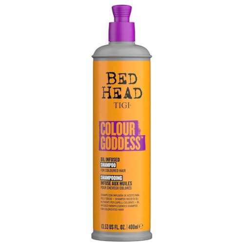 TIGI Bed Head Colour Goddess Oil Infused Shampoo For Coloured Hair,Colour Protection Shampoo Infused With Coconut And Almond Oil For Soft And Nourished Hair,Repairs Damaged Hair,400Ml,1 Count