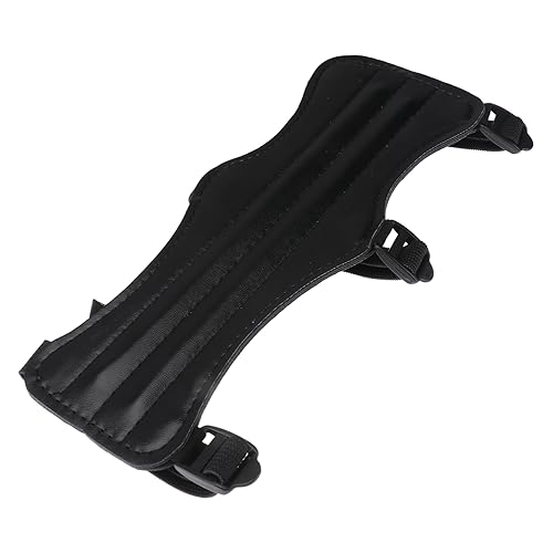 Happyyami Fashion Leather Archery Arm Guard Adjustable Triple Buckle Strap Protective Accessory for Right Left Hand Shooters Lightweight and Durable for Hunting and Target Practice