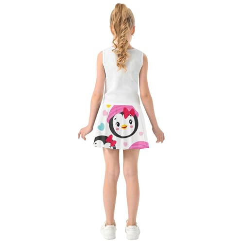 Joisal Athletic Shorts Girls Skorts Cute Cartoon Penguin Tennis Skirts Toddler Cool Pink Teen Skirt 3t4