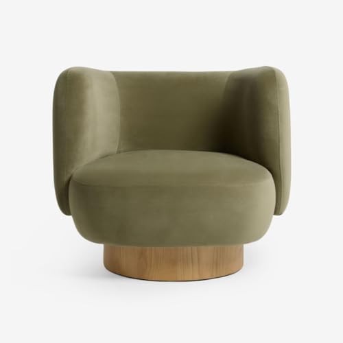 Image of Kingsman Furnitures Nova Swivel Accent Arm Chair for Home | Bedroom, Living, Dining & Drawing Room | Ultra Soft and Comfortable (Fern Green Velvet)