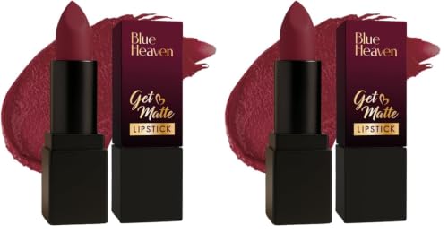 Image of Blue Heaven Get Matte Lipstick | Soft Matte Finish and Lightweight Formula | Intense Pigment | Long-Lasting Lipsticks For Women | 204M | 4gm (Pack of 2)