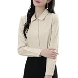 [Yino] シャツ ブラウス レディース 長袖 シャツカラー トップス さらり 無地 着回し力 シンプル 体型カバー 着瘦せ きれいめ 通勤 オフィス 就活 フォマール 業務服 ワイシャツ 秋 春