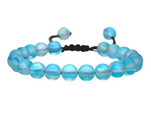 Chocolate Brown Mermaid Glass Bracelet for Women Men's Gifts - Glowing Sea Glass Bracelet - Beaded Adjustable Bracelet