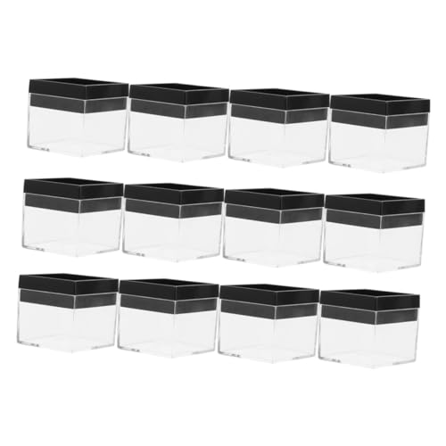 OFFSCH 12Pcs Transparent Square Display Case for Specimens Jewelry and Items Durable Plastic Storage Box for Collectibles Flowers and Showcase Container