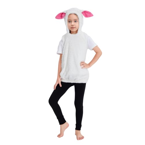 Disfraz infantil de oveja unisex con chaleco y capucha miniatura 1