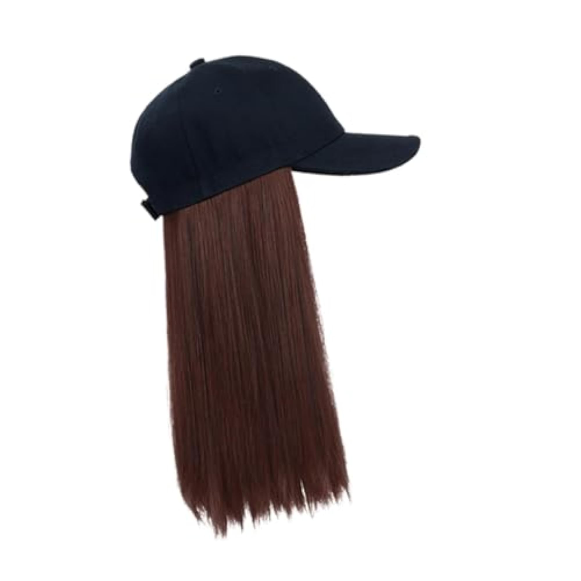 Baseball Cap Wig with Hair Extensions, Decorative Brown Hair