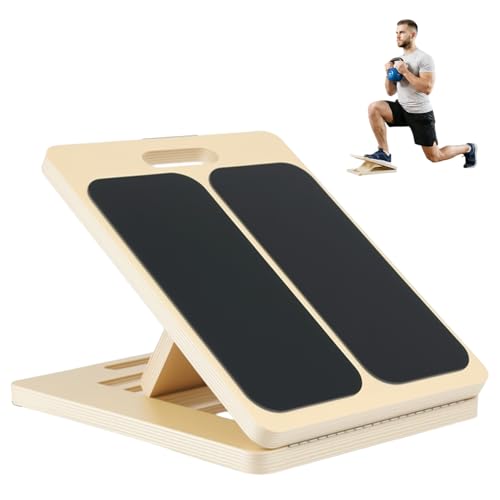 Wadendehner aus Holz Verstellbares Schrägbrett für Dehnung & Squats Slant Board mit Hautfreundlicher Silikon-Oberfläche 5 Positionen Stretch Board bis 200kg für Physiotherapie & Faszientraining