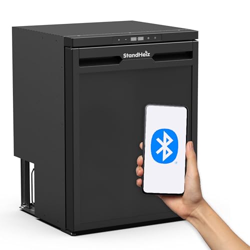 65L Kompressor Kühlbox mit APP-Steuerung 12V 24V Energiesparender Mini Kühlschrank mit seitlich öffnender Tür Kühlschrank klein mit Gefrierfunktion für Auto LKW Boot Reisemobil Camping