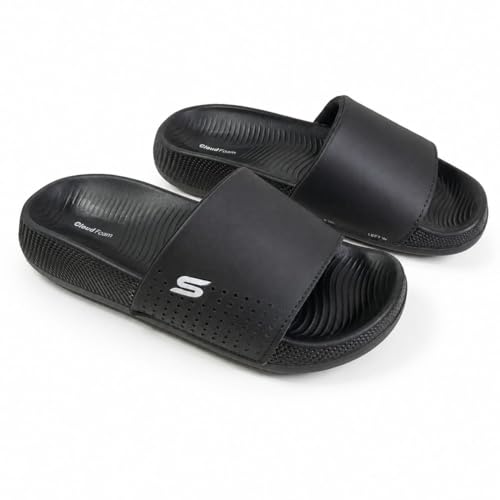Image of Men's Cloud Foam Slides Slippers | Lightweight Comfortable Bathroom Slides for Men | Soft Cushioned Anti-Slip Daily Wear Sandals | Indoor Outdoor Casual Footwear