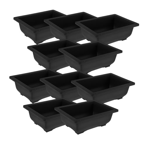 ibasenice 12 Piezas Macetas Rectangulares de Plástico con Estilo Retro para Bonsái Maceteros para Interior y Balcón para Suculentas y Verduras