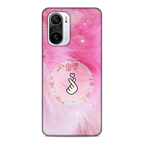 Image of Printed Mobile Back Hard Case Cover for Xiaomi Redmi 11X / Xiaomi Redmi 11X Pro /Xiaomi Redmi K40 | Finger Hearts, Pink Feathers, Soft Furr -2191