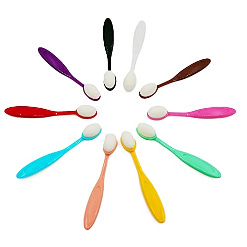 10 Piezas Juego de Brochas de Maquillaje de Colores, Brochas de Maquillaje Ovaladas, Brochas de Colores, Pinceles para Difuminar, Brochas Profesionales de Pintura y Maquillaje (10 Colores)