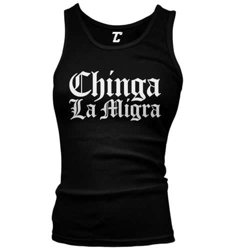 Chinga La Migra - Pro Immigration Protest Juniors Tank Top (Black Large)