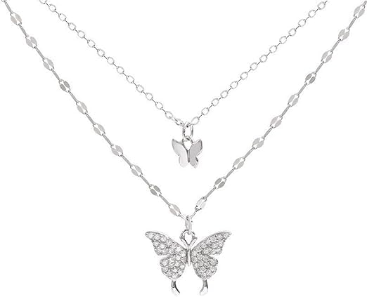 Butterfly Necklace for Women Double Layer Clavicle Chain Shiny CZ Necklace Dainty Gifts Party Jewelry Gift (B0CST6Q9SN) Amazon Price History, Amazon Price Tracker