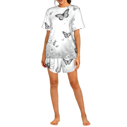 Pyjama court femme ensemble manches courtes vêtement de nuit