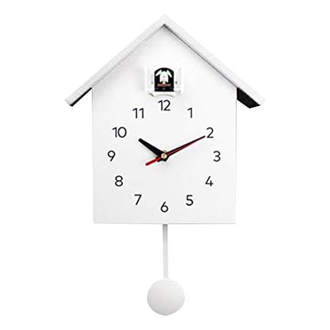 Fenteer Elegante Kuckucksuhr Wanduhr-Stumm Bewegung, Minimalistischen Moderne Design Dual mit Uhr Schlafzimmer Cover