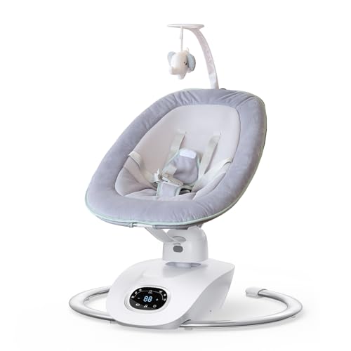 Image of Momcozy CocoSway Baby Swing for Infants to Toddler, 3D-Motion Electric Baby Swing with 6 Motions & 4-Speeds, Remote Control, Infant Swing with 8 Preset Lullabies for Baby Boy Girl Up to 20 lbs