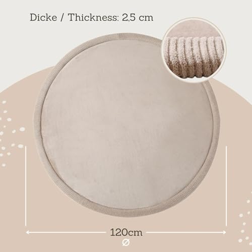 Hakuna Matte Wolkenweiche Spielmatte Baby 120x120x2,5cm, beige – Teppich für Kinderzimmer mit hochwertigem Memory-Schaum – Krabbelmatte Baby mit Rutschfester Unterseite – Krabbeldecke, Tatami Matte