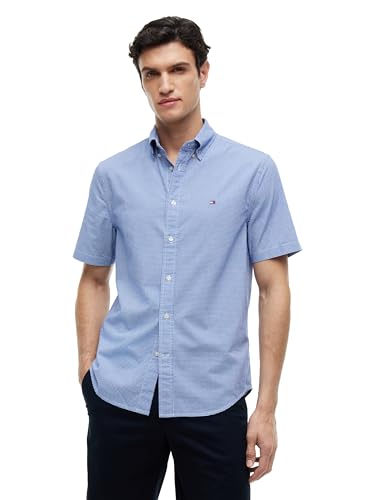 Image of Tommy Hilfiger Men's Short Sleeve Poplin Shirts in Regular Fit, Men's Button Down Shirts