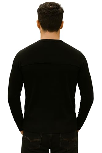 Image of RodZen Men's Cotton Blend Full Sleeve Solid Henley T Shirts