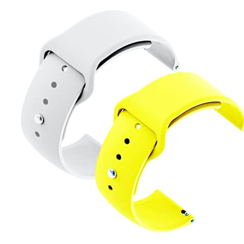 Image of YODI New Accessories Silicone 22MM Strap Belt Band for Smart Watch (Set of 2 Color) Combo Pack (Smart Watch NOT Included) (White-Yellow)