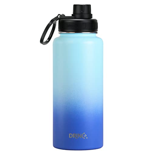 Image of Drinco Stainless Steel Water Bottle Spout Lid Vacuum Insulated Double Wall Water Bottle Wide Mouth Leak Proof Keep Cold Sport Camping Hiking (32oz Morning Sky Blue)